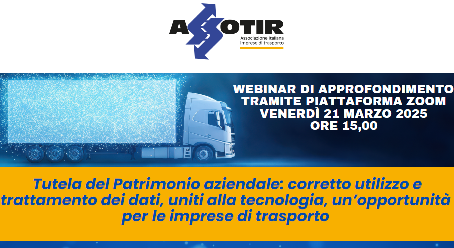 Il 21 marzo 2025, ore 15,00 nuovo webinar di ASSOTIR