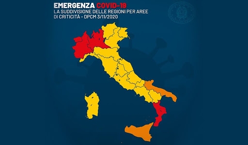 Il nuovo D.P.C.M. del Governo divide l’Italia in tre zone con diversi livelli di obblighi e di chiusure.